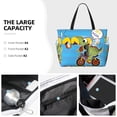 thumbnail image 3 of KLL Dinosaur Riding a Motorcycle Print Large Beach Tote Bag Women Waterproof Sandproof Zipper Beach Tote Bag for Pool Gym Grocery Travel with Wet Pocket, 3 of 7