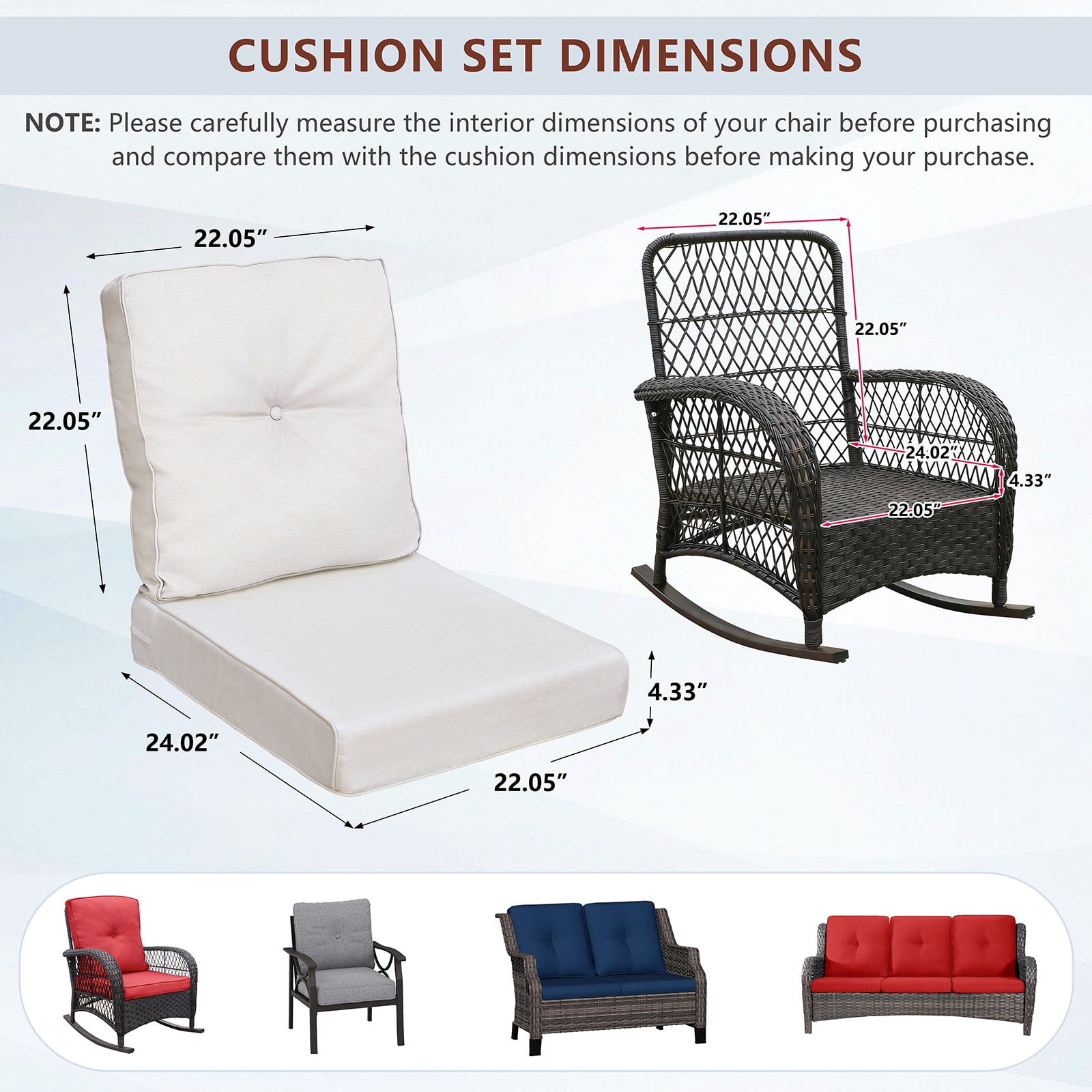 JP Outdoor 2-Piece Deep Seat Cushion,Patio Lawn Chair Cushions,Water Repellent,Fade Resistant,Beige