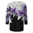 thumbnail image 5 of Women's 3/4 Sleeve Summer Tops Casual Round Neck Tshirts Vintage Floral Print Blouse Three Quarter Length Sleeve Tops Plus Size Clothes for Women, 5 of 6