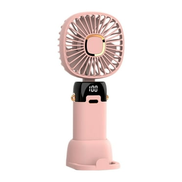ChicYu Hanging Handheld Fan with Digital Temperature Display Portable 3 Speed Rechargeable Fan for Outdoor,Double Mode Pink