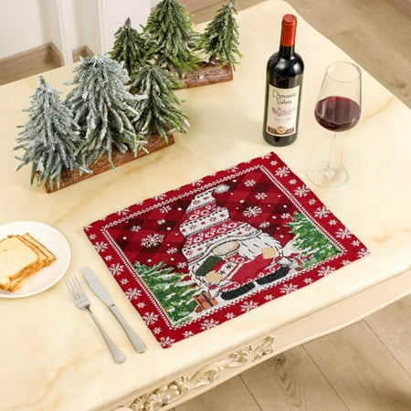 

GNEIKDEING Christmas Placemats For Dining Table 13.4 X 17 Inches Christmas Winter Seasonal Festive Decor Rustic Washable Placemats，Gift on Clearance