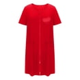thumbnail image 3 of House Coats for Women with Zipper Short Sleeve Long Length Knit Robe Bathrobe 1 Pc, 3 of 7