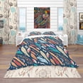 thumbnail image 2 of Designart 'Leaves and Feathers Pattern' Southwestern Duvet Cover Set, 2 of 4