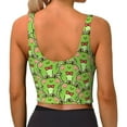 thumbnail image 4 of Goofa Cute Green Frog Printed Sports Bras for Women, High Impact Running Bra Workout Crop Tank Tops Longline Sports Bra Push up-XX-Large, 4 of 9