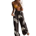 thumbnail image 3 of WILLBEST Pantalones Casuales de Cintura Alta para Mujer, con Cordón, Estampado de Plumas y Flores, Pantalones Largos Bohemios con Bolsillos para La Playa, para Un Estilo Sin Esfuerzo. Grande, 3 of 6