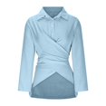 thumbnail image 4 of Contemporary Women's Fashion Plus Size Women's Casual Solid Color Long Sleeve V-neck Shirt Top, 4 of 6