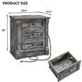 thumbnail image 3 of wow97e Farmhouse 3-Drawer Nightstand Set of 2 with Charging Station, Wood End Table with Roman Column for Bedroom, Light Grey, 3 of 7