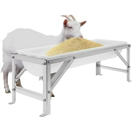 Stainless Steel Livestock Feed Trough, Large Capacity Horse Feeder Water Trough with Stand for Calves, Goats, Sheep, Horses