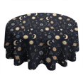 thumbnail image 4 of Dark Blue Sun Moon Cloud Star Pattern Round Tablecloth 60"x60",Wrinkle Wipeable Table Cloth for Kitchen Dining Room Picnic Patio Party, 4 of 6
