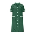 thumbnail image 4 of Abomasnow Scrubs Dress for Women Short Sleeve Lapel Neck Work Uniform Button Down Open Front Nursing Workwear with Pockets, 4 of 6