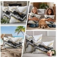 thumbnail image 5 of Black Marble Outdoor Waterproof Pillow Covers, Modern Gradient Abstract Waves Texture Decorative Square Throw Pillowcase Sofa Cushion Sham for Patio/Couch/Chair, 16"x16" 2 Pack, 5 of 8
