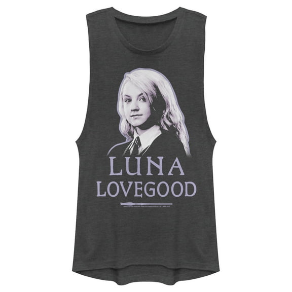 Junior's Harry Potter Luna Lovegood Portrait  Festival Muscle Graphic Tee Charcoal Medium