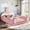 Pink+White + Metal + Plywood + Teddy + Full, variant on Twin size Upholstered Floor Bed Cute Rabbit Headboard Bed Frame with Side Storage Pockets Low Profile Platform Bed for Bedroom,Beige
