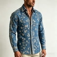 thumbnail image 4 of Yaoyar Mens Hawaiian Floral Long Sleeve Shirt Tropical Button Down Printed Aloha Shirts Wedding Beach Vacation with Pocket, 4 of 5