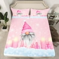 thumbnail image 3 of Homewish Girly Pink Gnome Twin Sheet Sets for Teens, Winter Xmas Snowflake Twin Fitted Sheet, Dreamy Christmas Theme Flat Sheet, Breathable Home Decor, 3pcs, 3 of 8