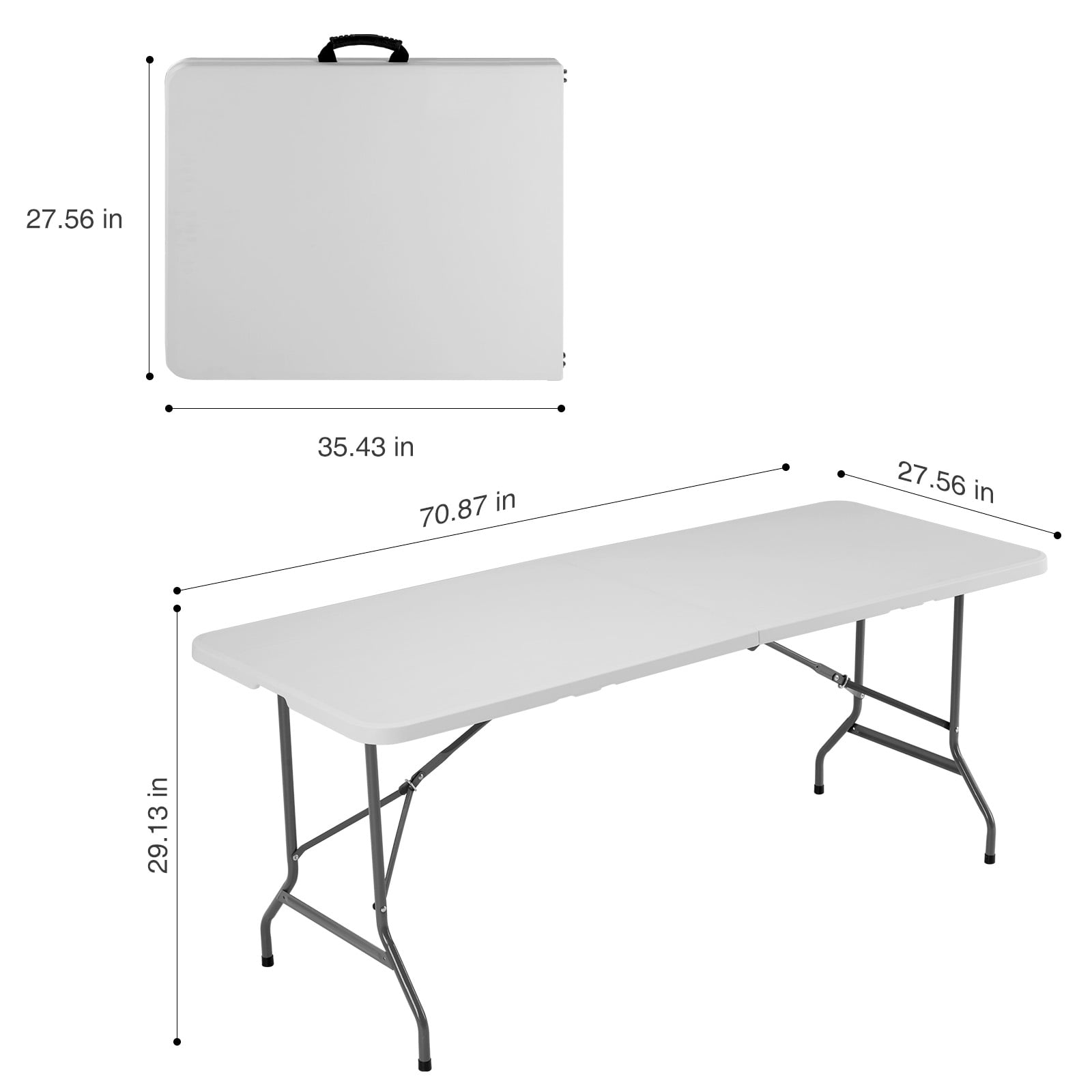 GIANNA 6FT Folding Picnic Table for Outdoor, Portable Fold-in-Half Plastic Dining Picnic Party Table with Carrying Handle