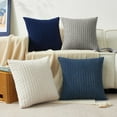 thumbnail image 2 of SUSIELADY Throw Pillow Covers 18x18 Set of 4, Super Soft Boho Corduroy Decorative Cushion Cases, Solid Color Plush Texture Pillow Covers for Sofa Couch Chair, Neutral & Blue Tones, 2 of 6