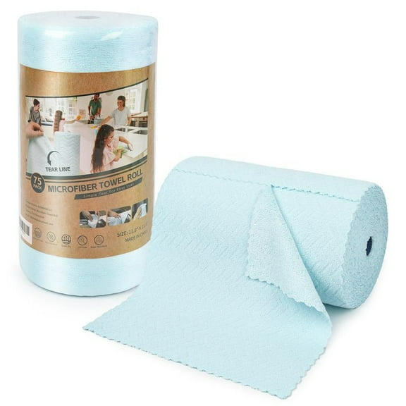 House Microfiber Cleaning Cloth Roll -75 Pack, Tear Away Microfiber Towels, 12" x 12", Reusable, Washable, Scratch Free, Ultra Absorbent Dish Rags for Car, Home, Garage or Shop Household Items Smooth