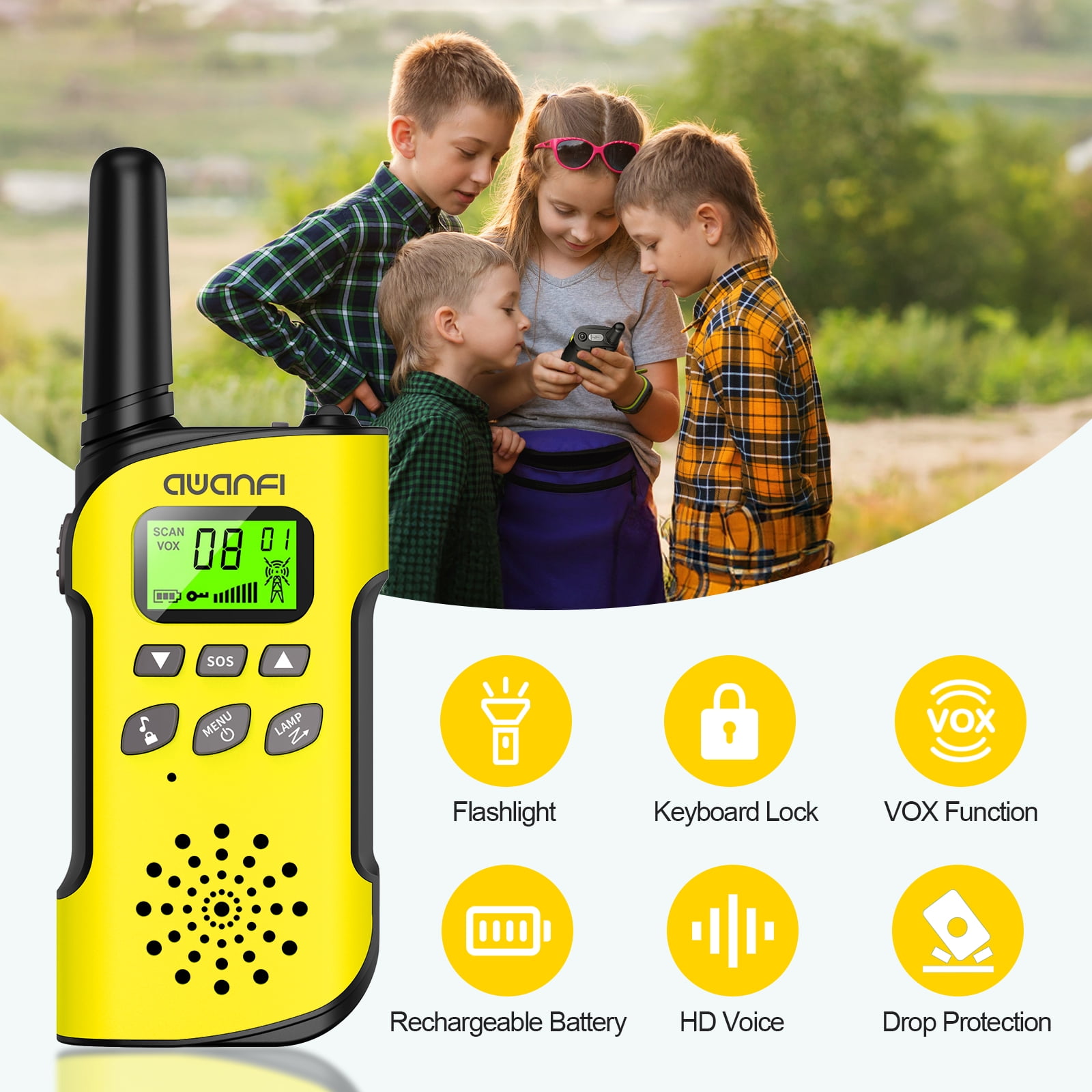 Talkies-walkies Enfants Rechargeables Avec Vidéo - Lot De 2, Portée Jusqu'à 5 Km - Pour Jeux Intérieur/extérieur, 3 à 12 Ans - Cadeau Anniversaire, Noël - 3