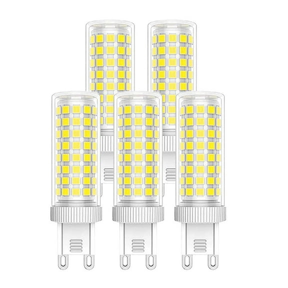 G9 LED bulbs, 12W 1200LM, 6000K daylight white, wide voltage range of 110-220V, suitable for chandeliers, ceiling fans, cabinet indoor lighting, a package of 5 pieces