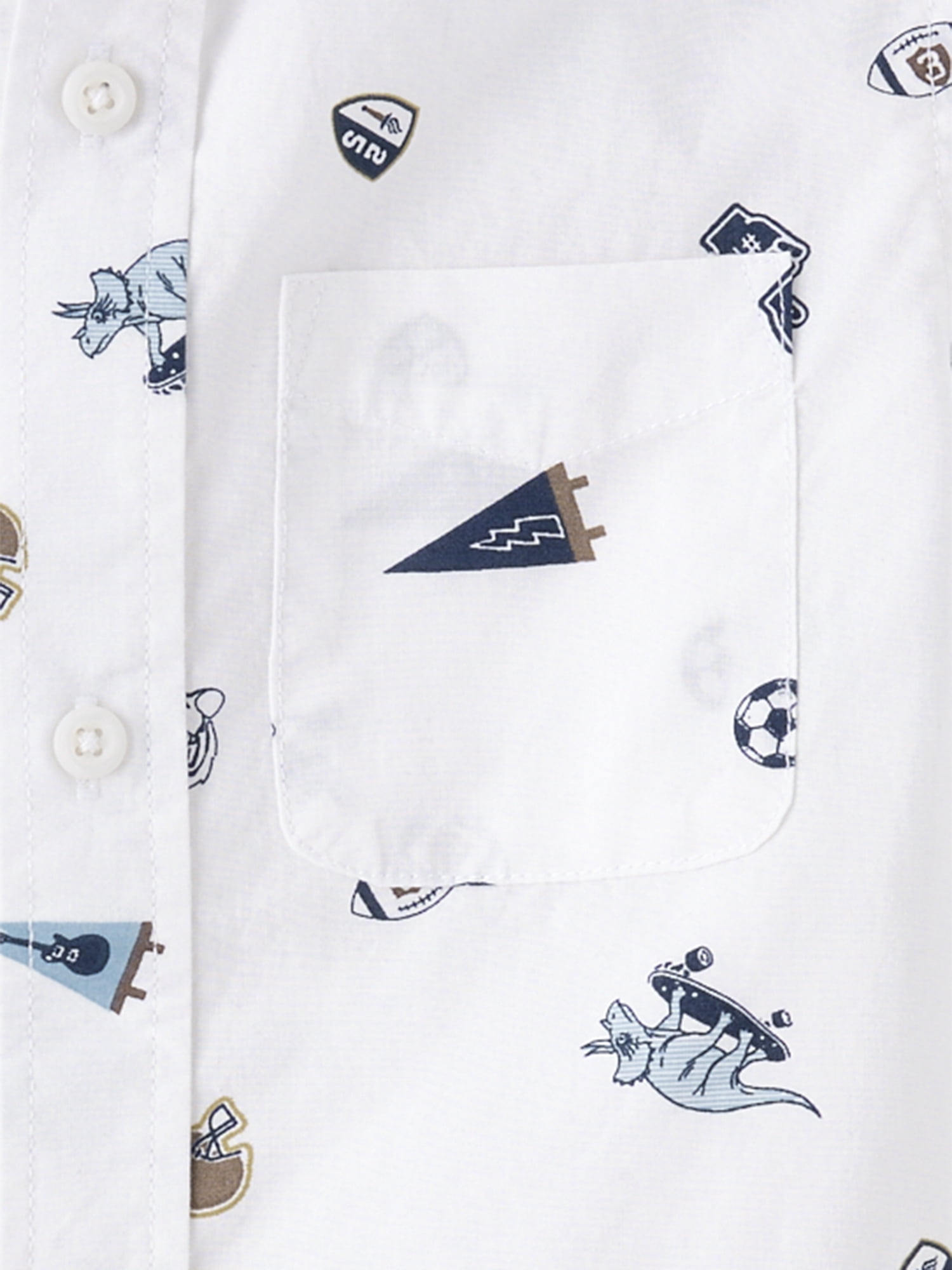 The Children's Place Boys Short Sleeve Print Poplin Button Up Shirt, Sizes XS-XXL