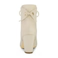 thumbnail image 4 of Unique Bargains Bottines à Talon Bloc Bout Rond pour Femmes avec Fermeture Éclair Beige US 10, 4 of 7