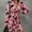 Pink, variant on MORTTIC - Women's Floral Print Lantern Sleeve Dress - A-Line V-Neck Ruched Waist Midi Dress, Loose Fit Casual & Formal Dress with Gathered Detail