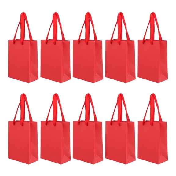 CCOCC 2026 New 10Pcs Small Red Gift Bags Gift Tote Red Bags Paper Bags Red Gift Bags with Handles for Weddings,Birthdays,Holidays,Parties,Favors