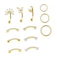 thumbnail image 1 of Juego de 12 piezas de pendientes Rook para decorar múltiples perforaciones, joyería para aniversario Color dorado, 1 of 8