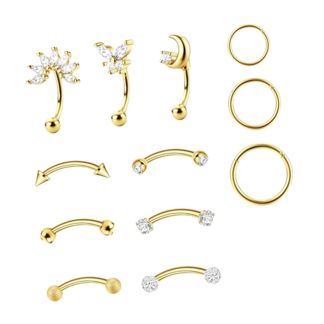 Juego de 12 piezas de pendientes Rook para decorar múltiples perforaciones, joyería para aniversario Color dorado
