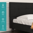thumbnail image 3 of Mecor Upholstered Linen Platform Queen Size Bed Metal Frame - with Solid Wood Slats Support - Square Stitched Headboard - Black, Queen, 3 of 8