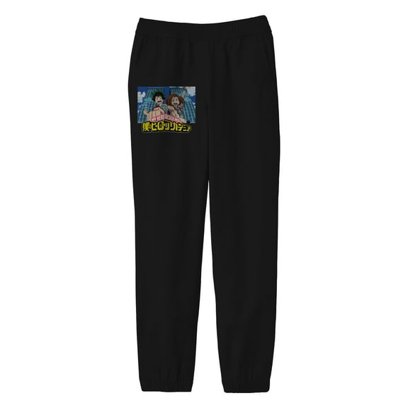 My Hero Academia Ochaco Deku Youth Black Drawstring Sweats-Medium