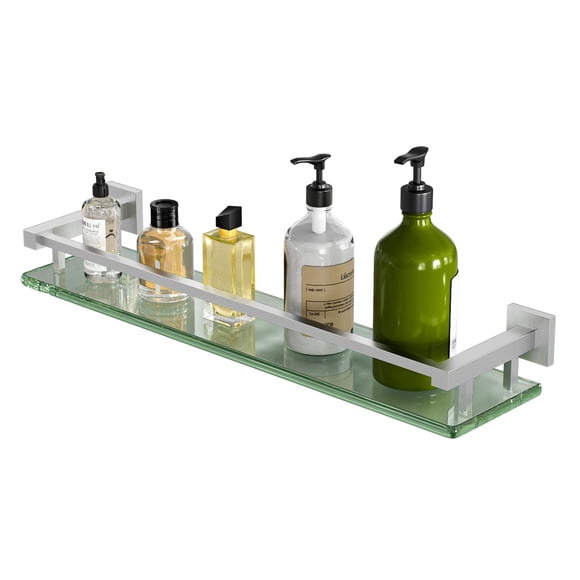 Estantería de baño Alise, cristal niquelado cepillado, 50 cm