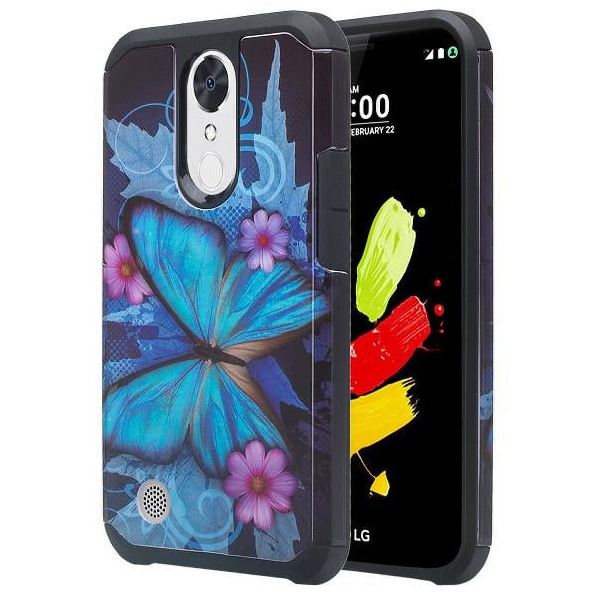 LG Risio 3 Case,LG Rebel 3 LTE Case (L157BL), LG Fortune 2 Case, LG Zone 4 Case, LG K8 2018 Case Protective Hybrid Diamond Soft Silicone Phone Case Cover Hard Case - Blue Butterfly - image 2 of 4
