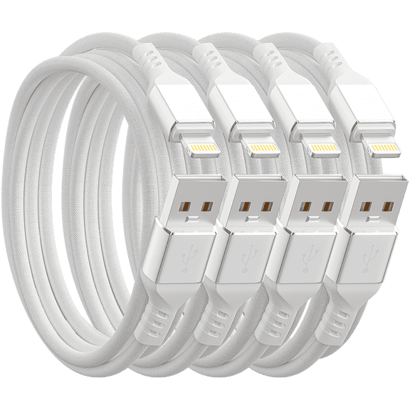 Extra Long Phone Charger [4-Pack 3FT] Nylon Braided USB Charge & Sync Cable Cord Compatible with iPhone X Case/8/8 Plus/7/7 Plus/6/6s Plus/5s/5,iPad Mini Case - Silver