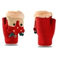 thumbnail image 5 of Children Winter Gloves Christmas Cartoon Elk Flip Half-Finger Mittens for Girl Boy Kids Warm Plush Lined Fingerless Glove (Grey,One Size), 5 of 7