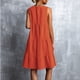 thumbnail image 4 of Vestido con gradas con cuello redondo para mujer, vestido sin mangas con dobladillo suelto, informal, elegante, liso, para fiesta, vida diaria, naranja S, 4 of 6