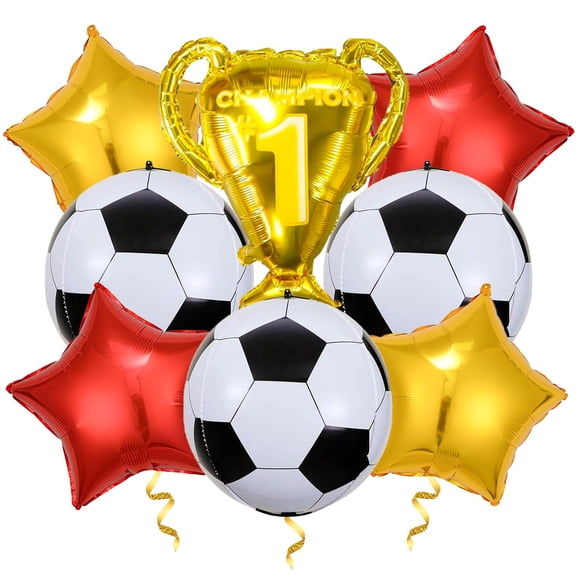 Trofeo Party Balloons OIWLCI 4D del campeonato de fútbol rojo y amarillo