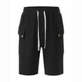 thumbnail image 4 of QingYiHua Shorts for Men 2025 Summer Casual Solid Color Drawstring Elastic Waist Mens Cargo Shorts with Pockets Fishing Hiking Outdoor Shorts Clearance Black,3XL, 4 of 8
