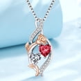 thumbnail image 4 of Taioiat Double Birthstone Necklaces for Women 18K Gold Plated Birthstone Rose Flower Jewelry Anniversary Valentines Day Mother's Day Birthday Gifts for Her Wife Girlfriend Mom, 4 of 7