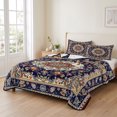 thumbnail image 2 of Twin Quilt Set 68''x86'', Navy Blue Boho Lightweight Bedspread Coverlet Set with 2 Pillow Shams, Contemporary Abstract Ethnic Vintage Geometric Breathable All Season Quilt Bedding for Dorm/Bedroom, 2 of 9