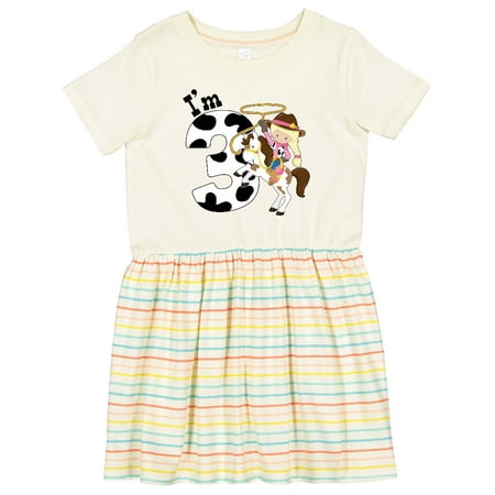 

Inktastic I m Three-cowgirl Riding Horse Birthday Girls Toddler Dress