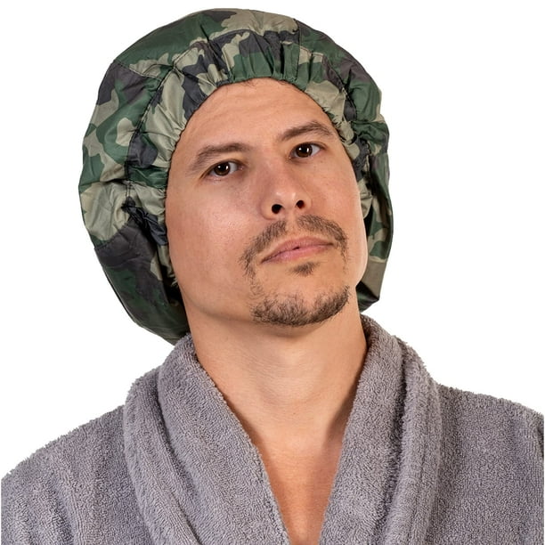 Green Camouflage Men Shower Cap For dreadlocks, braids, curls, locs