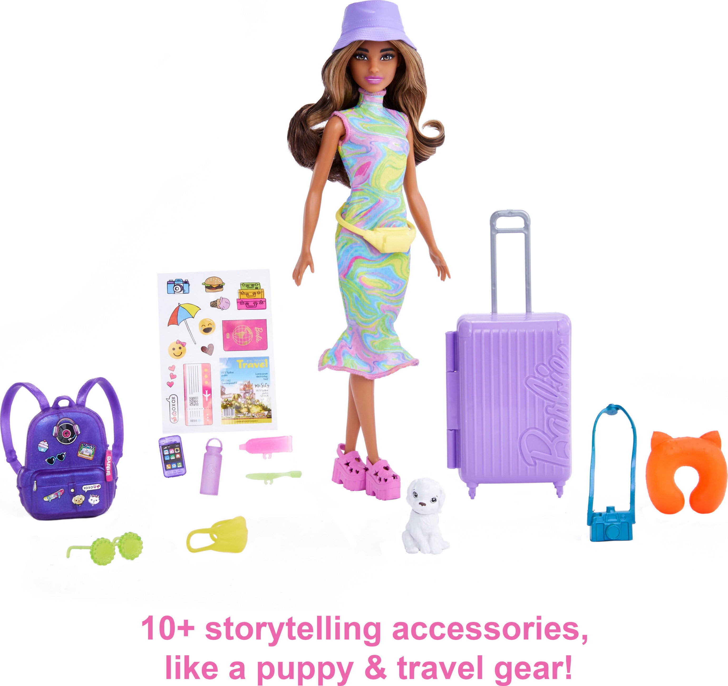Barbie It Takes Two Teresa Doll and Accessories Travel Set with Working Suitcase, Puppy &10+ Pieces