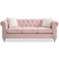 thumbnail image 3 of Maklaine Contemporary Jeweled Tufted Micro Suede Velvet Sofa in Pink, 3 of 5