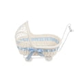thumbnail image 2 of Yardvibe Mini Wicker Stroller Basket, 11.4"x12.6"x6.7" Faux Rattan Carriage Woven Candy Basket, Centerpiece Decor for Party Favors (Blue), 2 of 6