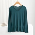 thumbnail image 2 of Women's Long Sleeve V Neck T Shirt Soft Comfy Casual Sleep Pajama Top, 2 of 6