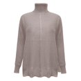 thumbnail image 4 of Duoif Women's Sweaters Women Fashion Pullover Long Sleeve Turtleneck Sweater Blouse Sweaters for Women Khaki M, 4 of 7