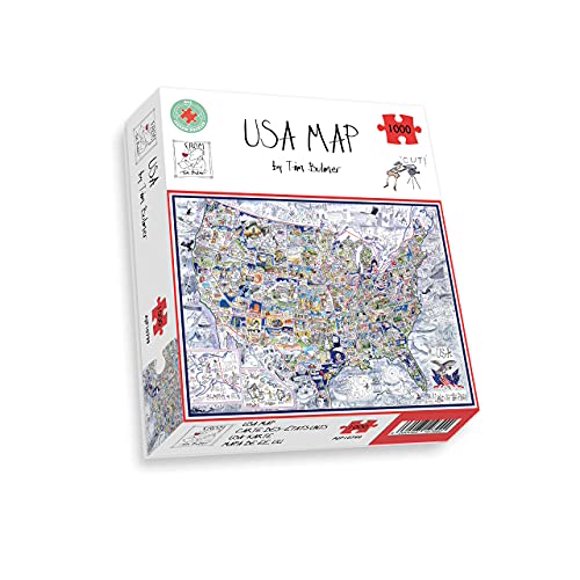 1000 Piece Jigsaw Puzzle - Comical Map of USA by Tim Bulmer - Comical 1000 Piece Puzzles for Adults Colorful Jigsaw Puzzle 66cm X 50cm Funny Jigsaw Puzzles