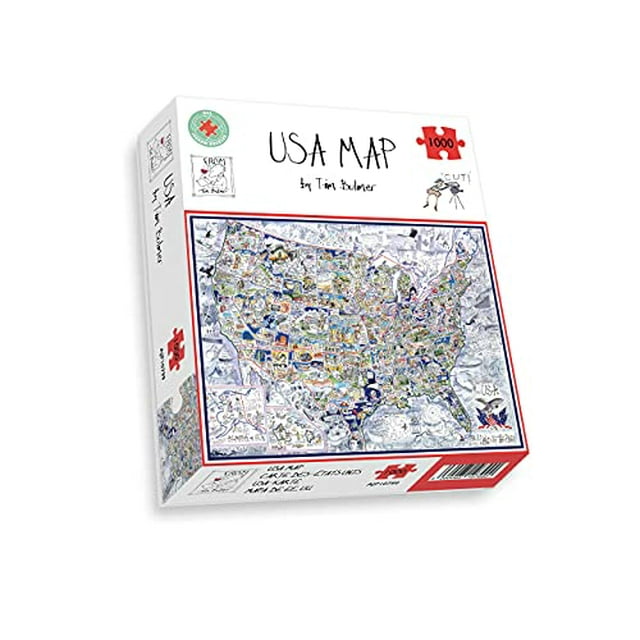 1000 Piece Jigsaw Puzzle - Comical Map of USA by Tim Bulmer - Comical 1000 Piece Puzzles for Adults Colorful Jigsaw Puzzle 66cm X 50cm Funny Jigsaw Puzzles